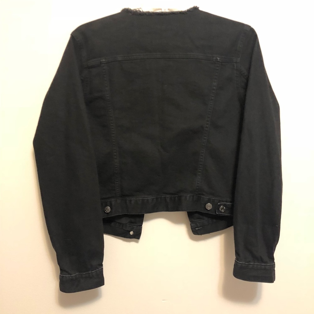GAP Black Collarless Jean Jacket XL - Picture 7 of 7